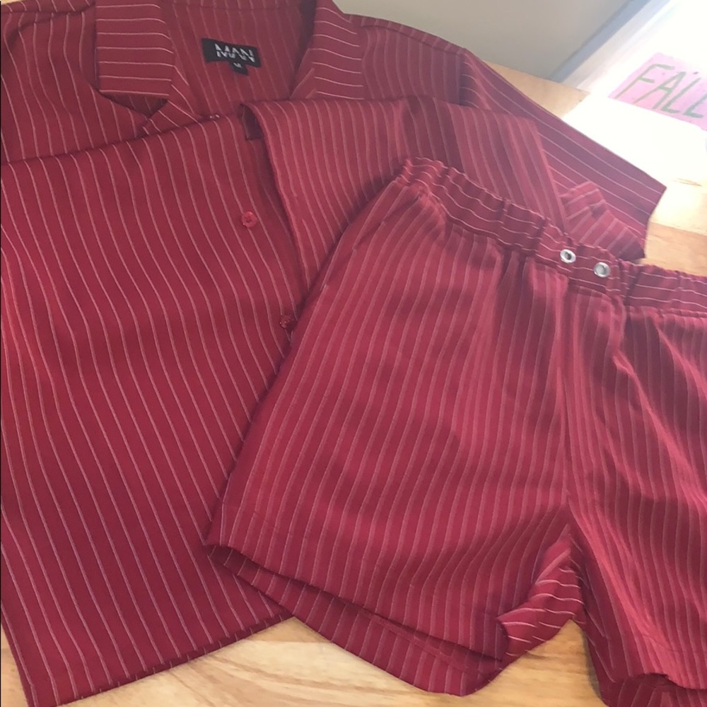 Pinstripe top + shorts matching set. 2 for 1